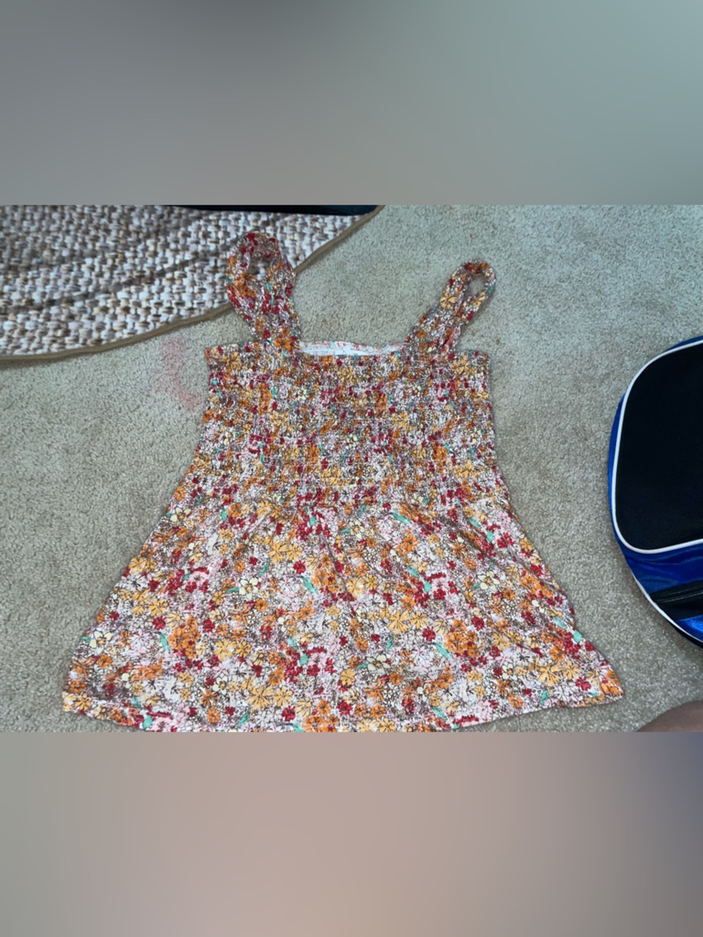 Maurices Floral Smocked top in Yellow, Red & Green sz large
